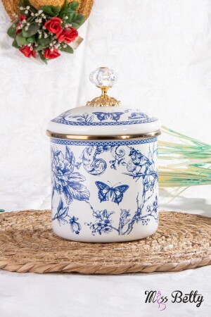 Enameled Medium Jar Blue Life 8324 - Miss Betty