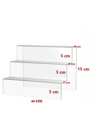 Enblur Plexi Transparent Ladder Display Stand 3 Steps 30 Cm And 2 Pieces. 2 Steps 20 Cm (3 Items) 12456 - SOLİDCLASS