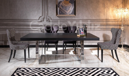 England Black Luxury Dining Table Set - Cadde Yıldız