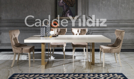 England Cream Luxury Dining Table Set - Cadde Yıldız