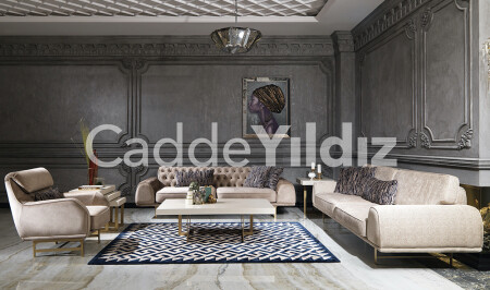 England Cream Luxury Sofa Set - Cadde Yıldız