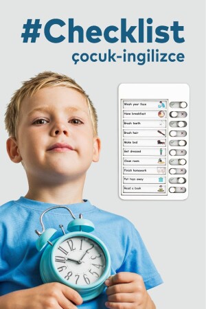 English Checklist Children's Daily Routine Checklist Educational Toy Wooden To Do List UM60 - Akal G