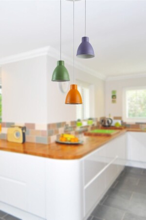 Enzo Special Design Modernes Wohnzimmer – Küche – Café Grün – Orange – Lila 3-teiliger Hängelampen-Kronleuchter ENZ09 - Modavize
