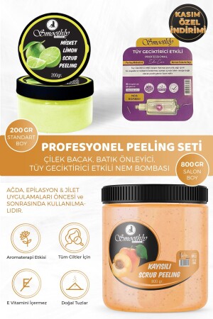 Epilation, Ingrown Peeling After Waxing 1kg Set Apricot Peeling 800ml + Lotus 200ml + Moisture Bomb APRICOT800LEMON200 - Smoothly