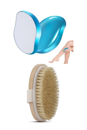 Epilation Tool Feather Eraser Hair Remover Physical Crystal Epilator And Horsehair Cellulite Brush Set of 2 - Welta