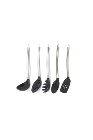 Epinox Silikon Schwarz Küchenset 3 (SILIKONLÖFFEL).SPATEL. KELLE. SPAGHETTI-LÖFFEL. COlander) SM-13 - Epinox