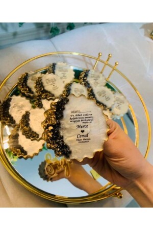 Epoxy Magnet 25 Pieces Promise Engagement Wedding Henna Wedding Gift Quran Souvenir Circumcision Mevlüt - Gold Organizasyon