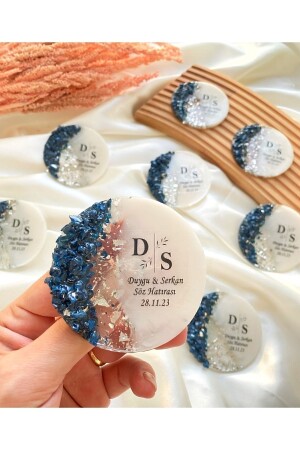 Epoxy Magnet with Glass Particles 25 Pieces Promise Engagement Wedding Wedding Henna Gift Organization - Gami Handmade