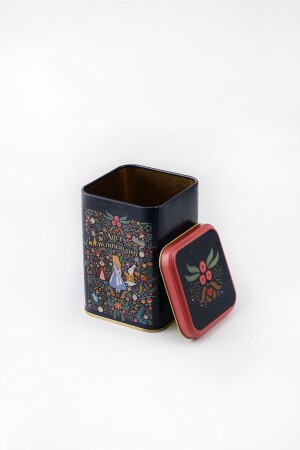 Er022-9a Tales Alices Patterned Square Metal Storage Container 11x11 Cm ER022 - Evle