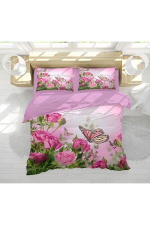 Erayshome Pink Rose 3D Digital Printed Double Duvet Cover Set Pmbe_GL_Btrly - Erays Home