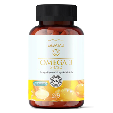 ERBATAB Omega 3 Balık Yağı 33-22 60 Kapsül Licaps® - shifaah