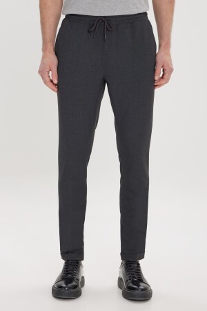 Erkek Antrasit Slim Fit Rahat Kesim Beli Bağlamalı Yan Cepli Jogger Pantolon - Ac&Co / Altınyıldız Classics