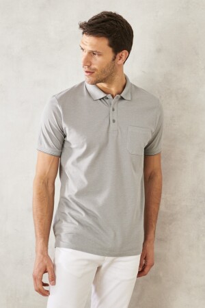 Erkek Çekmeyen Pamuklu Kumaş Regular Fit Rahat Kesim Gri Kıvrılmaz Polo Yaka Cepli Tişört - Ac&Co / Altınyıldız Classics