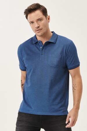 Erkek Çekmeyen Pamuklu Kumaş Regular Fit Rahat Kesim Laci-indigo Kıvrılmaz Polo Yaka Cepli Tişört - Ac&Co / Altınyıldız Classics