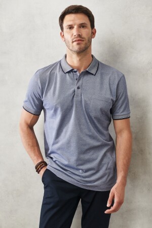 Erkek Çekmeyen Pamuklu Kumaş Regular Fit Rahat Kesim Lacivert Kıvrılmaz Polo Yaka Cepli Tişört - Ac&Co / Altınyıldız Classics