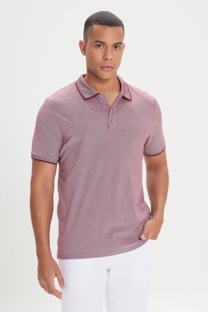 Erkek Çekmeyen Pamuklu Kumaş Slim Fit Dar Kesim Bordo Kıvrılmaz Polo Yaka T-shirt - Ac&Co / Altınyıldız Classics