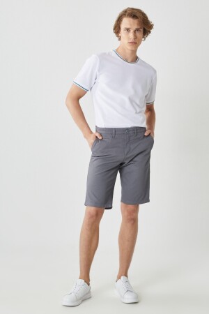 Erkek Gri Slim Fit Dar Kesim Armürlü %100 Pamuk Casual Chino Şort 4A0222200008 - AC&Co / Altınyıldız Classics