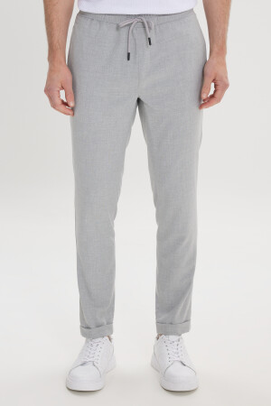 Erkek Gri Slim Fit Rahat Kesim Beli Bağlamalı Yan Cepli Jogger Pantolon - Ac&Co / Altınyıldız Classics