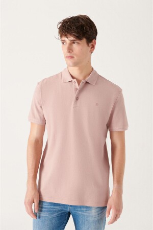 Erkek Pudra %100 Pamuk Serin Tutan Regular Fit Polo Yaka T-shirt E001004 - Avva