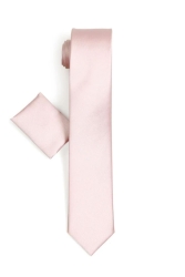 Erkek Pudra Pembe Slim Fit Dar Kesim Mendilli Kravat 5 - Varetta