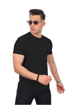 Erkek Siyah Iç Göstermeyen %100 Pamuk Standart Fit Erkek Basic Tişört - Kozik