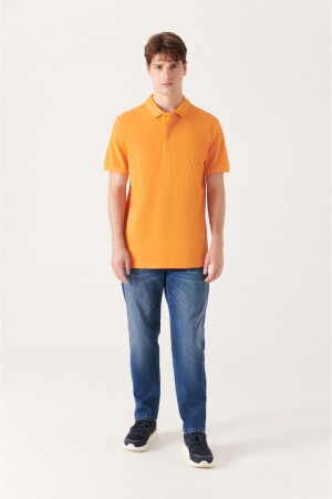Erkek Turuncu %100 Pamuk Serin Tutan Regular Fit Polo Yaka T-shirt E001004 - Avva