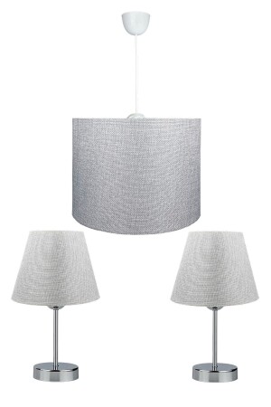 Erkilet Chrome Triple Gray Lampshade Chandelier Set EV-332 - EvLight
