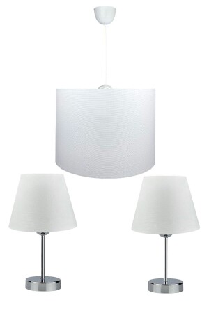 Erkilet Triple Lampshade Chandelier Set Chrome - White EV-332 - EvLight