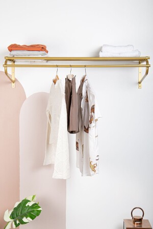 EROS Gold Metal Wall Mounted Hanger Clothes Hanger Garment Hanger Wall Hanger Clothes Hanger - Fec Reklam
