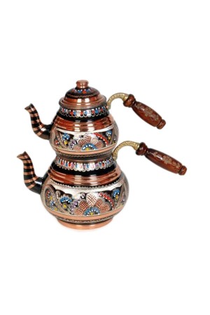 Erzincan Embroidered Copper Teapot Handcrafted Small Size 2-3 Persons 81 - Genel Markalar