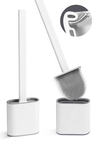 Es176 Home Weiße Toilettenbürste, Silikon-Badezimmer-Toilettenbürsten- und Halter-Set, weiß - Tilbe Home
