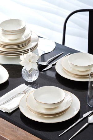 Esbelto Gold 56 Pieces New Bone Dinner Set for 12 People 153. 03. 08. 2537 - Karaca