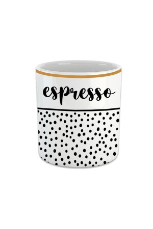 Espresso Text Patterned Espresso, Double Turkish Coffee Cup - Handleless Cup FIN183 - Vivas