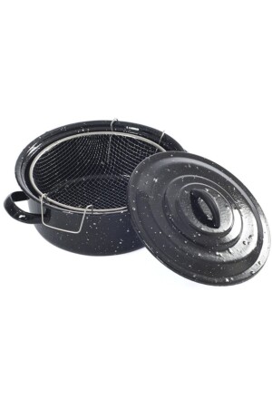 Essen Black Enamel Chips Fryer Frying Pan with Lid 25 Cm sunday01 - Genel Markalar