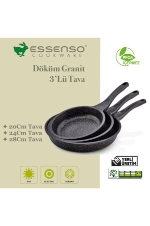 Essenso Cast Granite 3-teiliges Pfannenset Kekik001 - KEKİKDÜKKAN