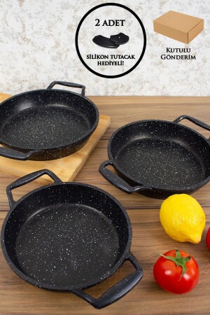 Essenso Gussgranit 3-teilige Schüssel 18-20-22 cm Schwarz - Esivitalia