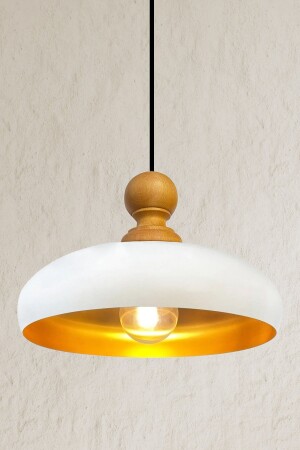 Estrela White Pendant Lamp Wooden Head Chandelier Indoor Lighting Decorative Kitchen Hallway Cafe Office BMM2095KA - Bamyum