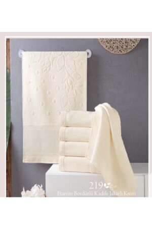 Etamin Kanavice Embroidered 12 Pieces Cream 50x90 Hand and Face Towel 12AYHN5x9SCKSZcream - AYHANHOME