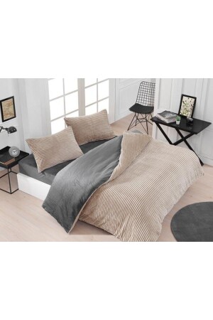 Eternity Corduroy 4-Piece Beige Double Velvet Duvet Cover Set - Merinos
