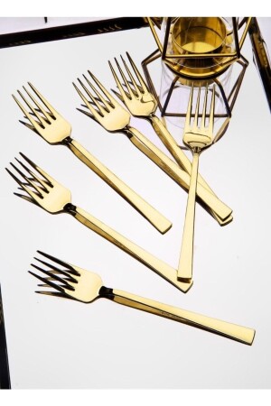 Eterno 6 Pieces Titanium Gold Dessert Fork Eminmutfak123 - Genel Markalar