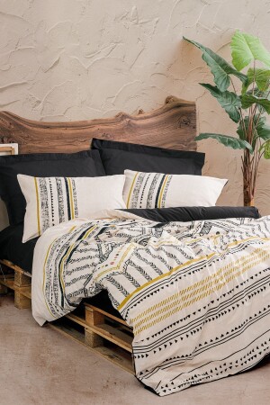 Ethnic Double Duvet Cover Set Elvira Black 8680108063040 - Cotton Box