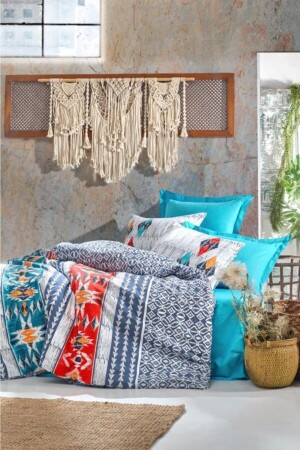 Ethnic Double Duvet Cover Set Marika Navy Blue 8680108048917 - Cotton Box