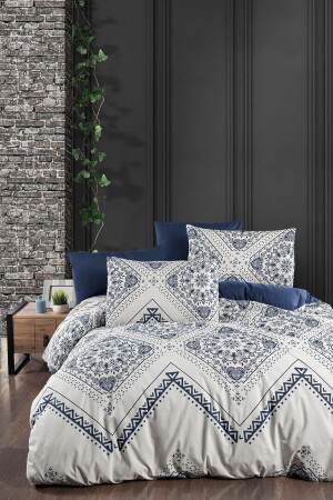 Ethnisch gemustertes Doppelbett-Bettbezug-Set 1070 aus 100 % Baumwolle - BONJARDİNHOME