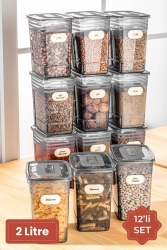 Etiketli 12li Avantajlı Set Strip Mega Boy Erzak Saklama Kabı 2 Litre Antrasit SC-92132812 - Stile Cucina