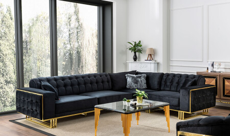 Etna Black Corner Set - Cadde Yıldız