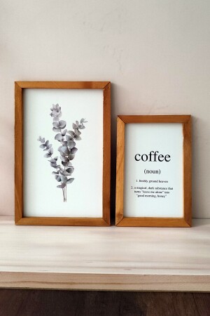 Eucalyptus Coffee Wooden Framed Painting Set - Wooden Factory