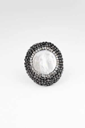 Eudora Baroque Style Pearl Ring Zircon Stone Decorated Gold Plated Luxury Design Ring - Natuur Collection