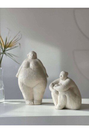 Ev Dekor Dekoratif Ikili Gri Fat Lady Iskandinav Heykel Biblo Biblo Büst Aksesuar - Kaktüsbutik