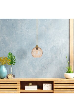 Eva Aydınlatma Modern Tekli Cam Sarkıt Çatlatma Desen Bal Rengi Tekli Avize 21x21x20 Stilo amber - Vogue