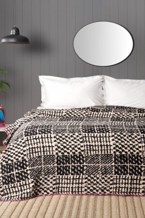 Eva Black Double Cotton Blanket 8680214303436 - Karaca Home